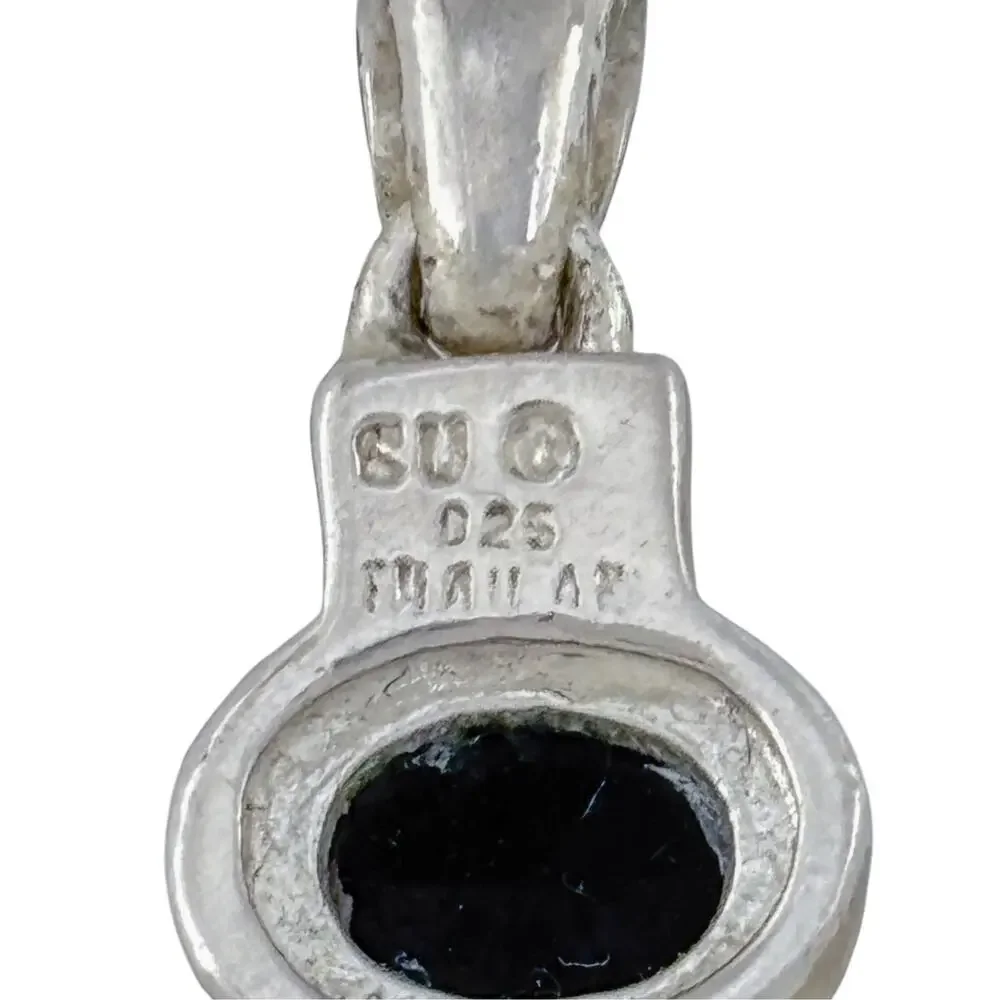 Vintage Sterling Silver 925 Onyx Hinge Pendant